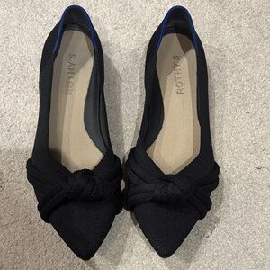 Rothy's Black Knot Pointed-Toe Flats, size 7.5/8, $50